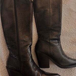 Aldo Black Textured Heeled Boots